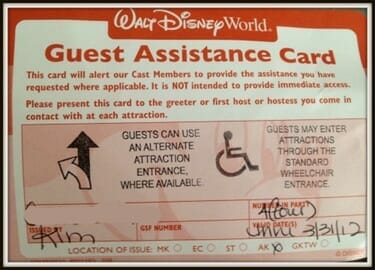 guest assistance card walt disney world