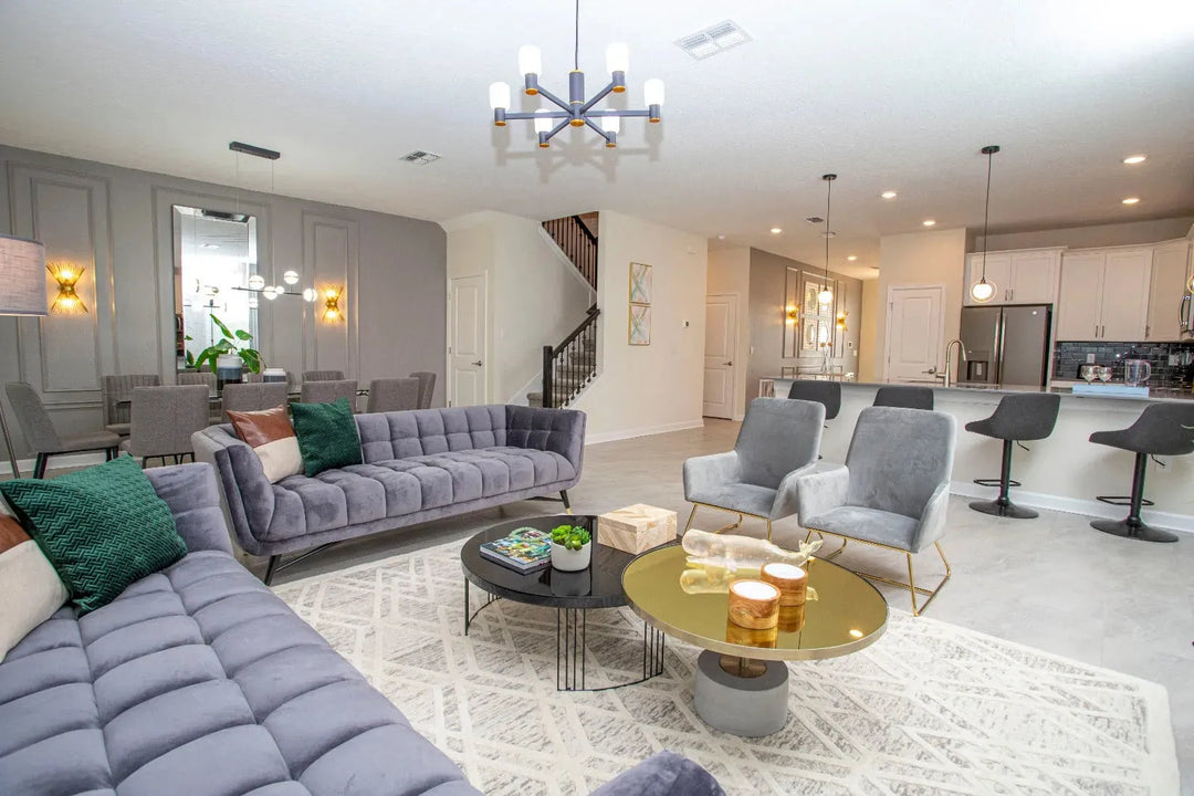 Vacation home in Kissimmee living room with a lot of seating area for all the guests