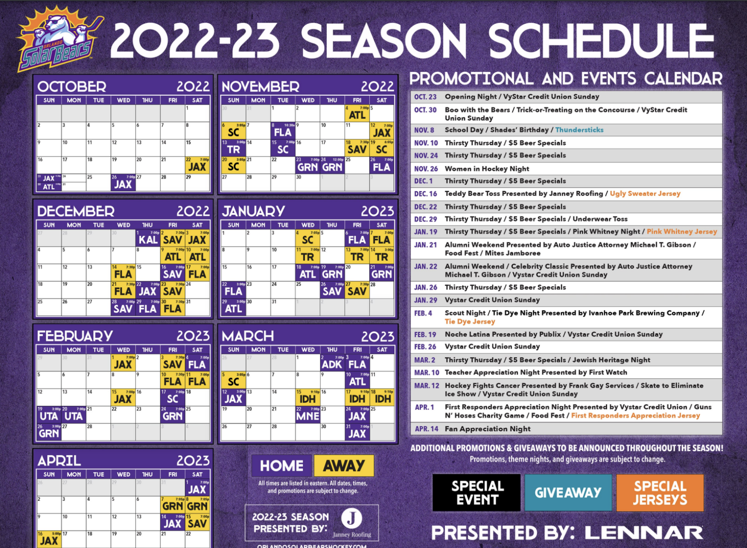 Orlando Solar Bears Schedule 20242024 Una Lianne